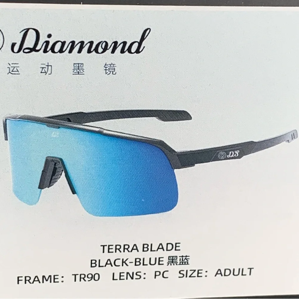 Diamond Eyewear Black Blue Sporty Sunglasses Baseball Outdoor Fishing Box Case